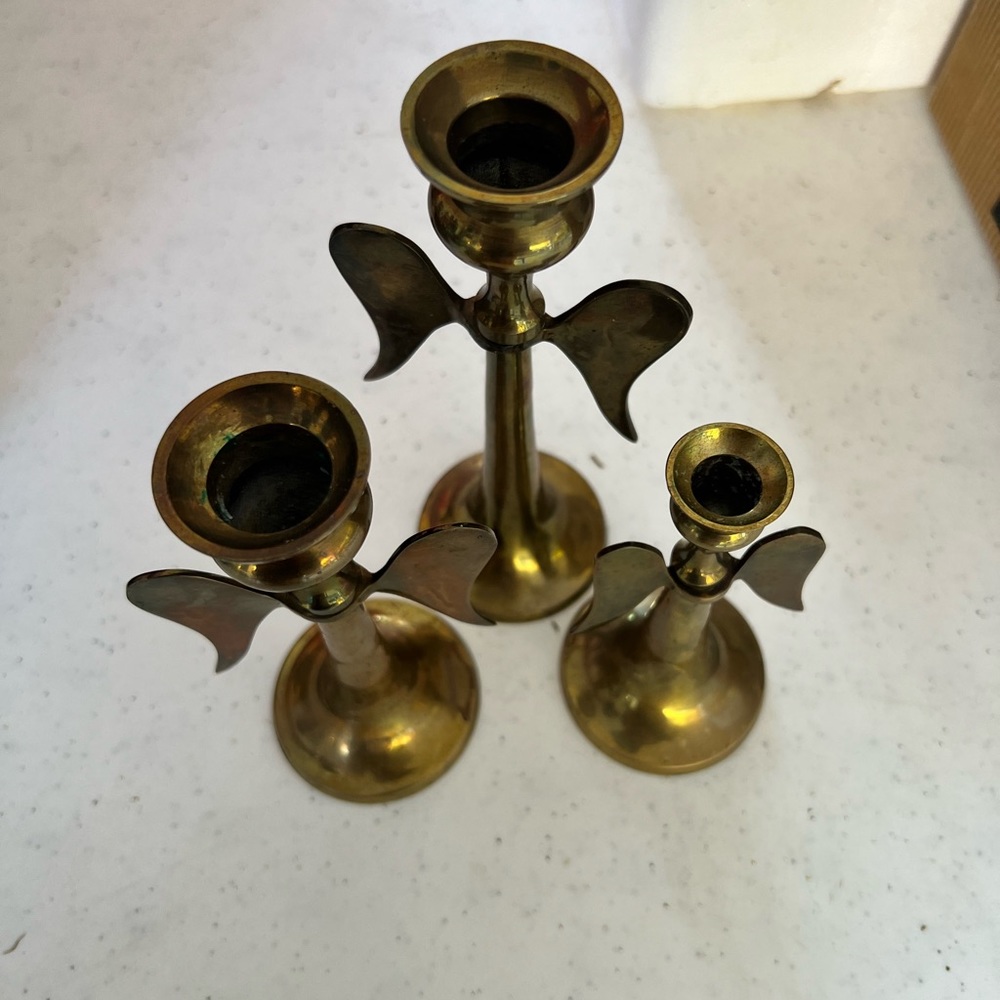 Antique brass candle holders